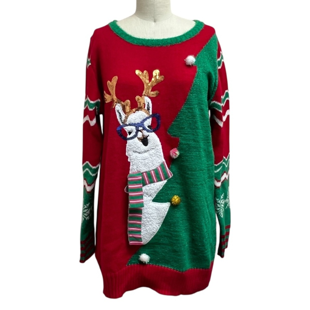 33 Degrees Christmas Tree Llama Holiday Sweater